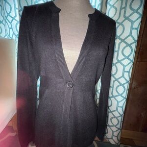 New York and Co Black V-Neck Button Cardigan Sweater